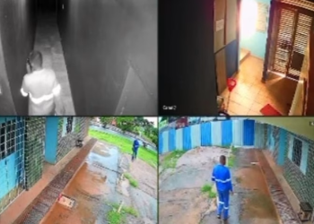 Vídeo mostra homem correndo após e$faqu3ar esposa no pescoço; veja