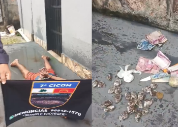 Vídeo: Até o ‘tucupi’ de bagulho no bolso, suspeito de tráf1c0 tenta fugir pelo esgoto em Manaus