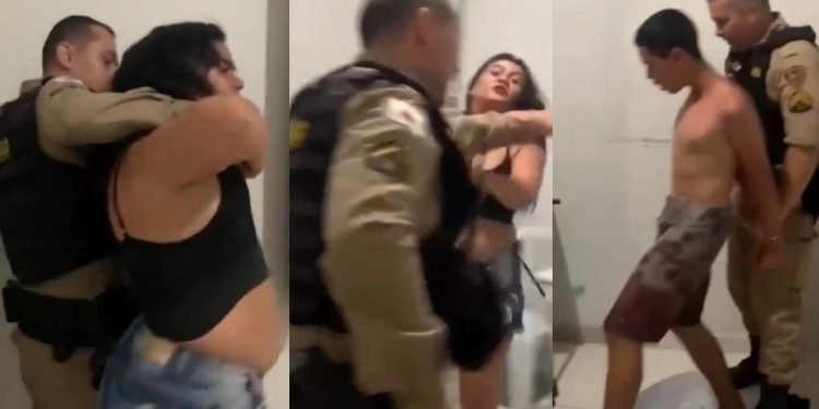 Vídeo: mãe parte pra cima dos policiais para salvar filho suspeito de tráfic0