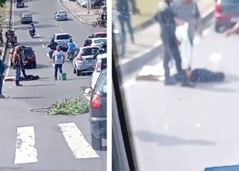 Vídeo: motoqueiro é atingido por carro e fica em estado grave na Avenida das Torres