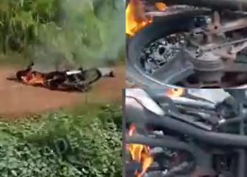 Vídeo forte: motoqueiro m0rre carbonizad0 ao ser atingido por cabo de alta tensão em ramal 