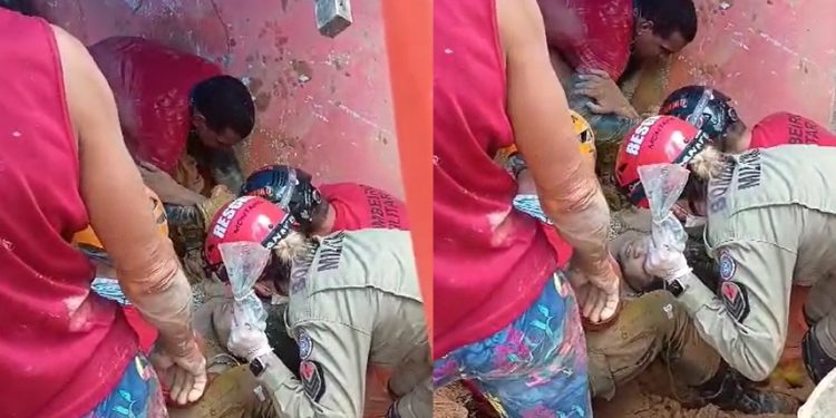Vídeo: veja momento de resgate de vítima de deslizamento em Manaus