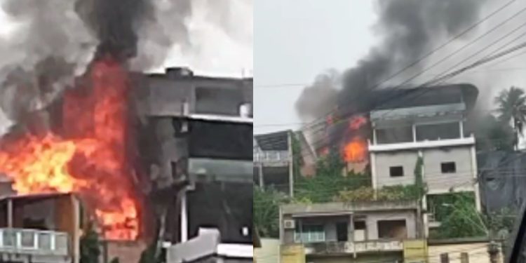 Vídeo mostra chamas consumindo casa no bairro Petrópolis