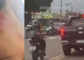 Motoqueiro joga pedra em carro em suposta brig4 de trânsito e fere jovem no Alvorada