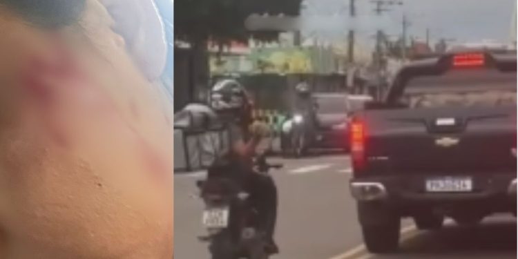Motoqueiro joga pedra em carro em suposta brig4 de trânsito e fere jovem no Alvorada