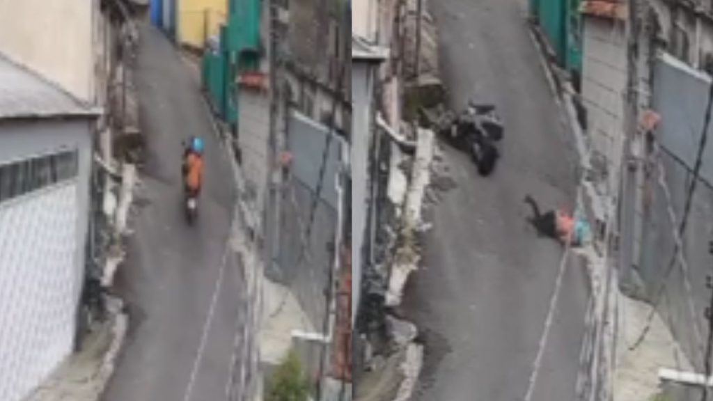 Vídeo mostra mulher 'rebolando' ladeira abaixo em Manaus após cair da moto