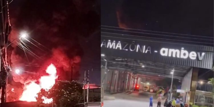 Incêndio de grandes proporções atinge fábrica da Ambev em Manaus; vídeos