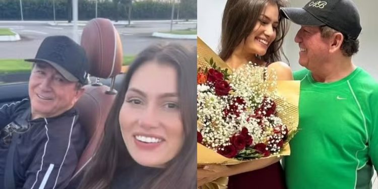 Amado Batista leva a namorada de 23 anos para dar volta de conversível: ‘xonada’