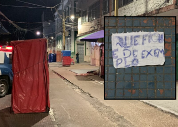 Veja: ‘Que fique de exemplo’, diz bilhete deixado ao lado de c0rpo de homem no Centro de Manaus