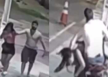 Vídeo: homem puxa mulher pelos cabelos, cai da moto com ela e acaba solto pela Justiça