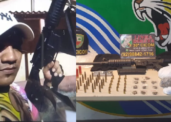 Integrante de f@cção cr1m1n0sa procurado por h0m1c1di0 é preso com fuzil e dr0gas em Manaus
