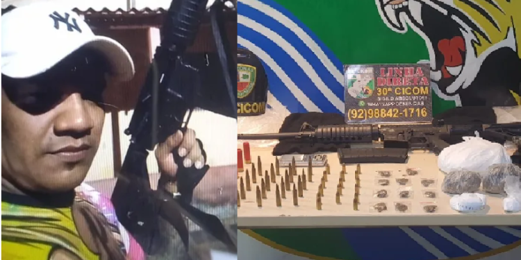 Integrante de f@cção cr1m1n0sa procurado por h0m1c1di0 é preso com fuzil e dr0gas em Manaus