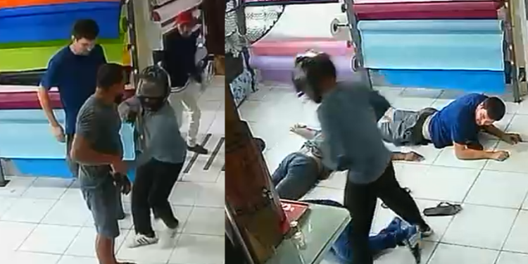 Vídeo mostra band1d0s colocando funcionários no chão em roubo a loja em Manaus; veja