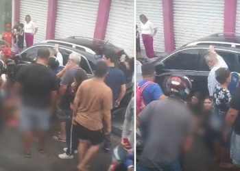 Vídeo: carro sobe calçada e atr0pela mãe e filho a caminho de casa em Manaus