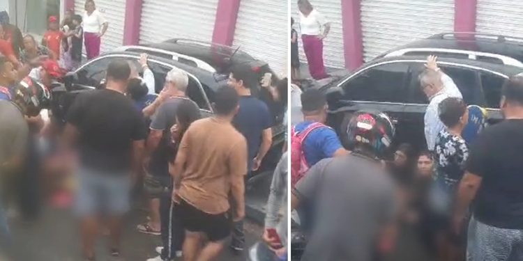 Vídeo: carro sobe calçada e atr0pela mãe e filho a caminho de casa em Manaus