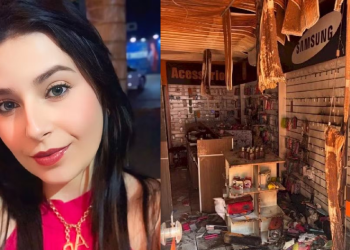 Vídeo: Dentro de loja, mulher m0rr3 bal3ada pelo marido da amiga; ele se m@t0u depois