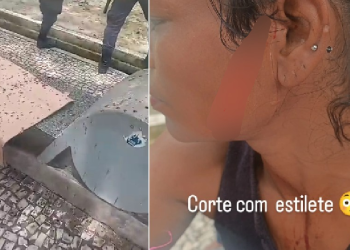 Vídeo: ‘Cracudas’ se estranham na Praça dos Remédios e uma sai com o rosto r@$gad0