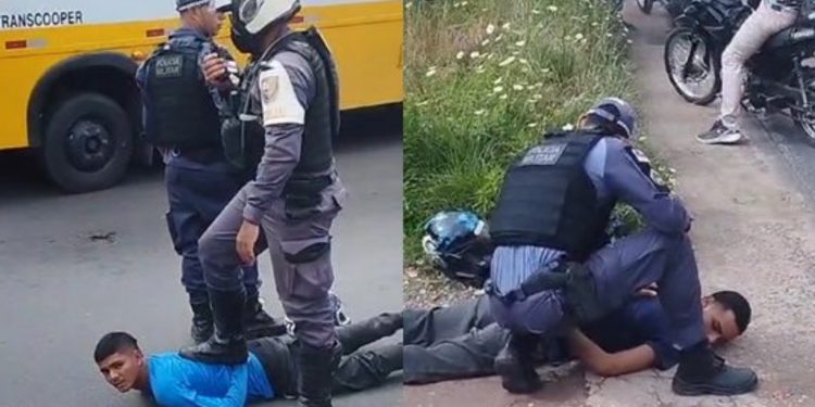 Vídeo: policiais fazem suspeit0s de roub0s “beijar o chão” da Zona Leste de Manaus