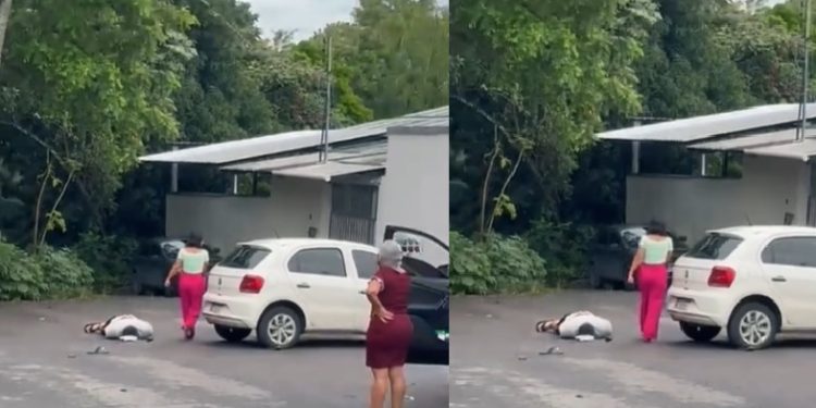 Vídeo: investigadora da polícia deita bandid0 no chão e acaba com assalto em Manaus