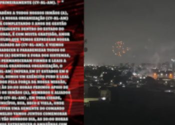 CV faz queima de fogos em zonas de Manaus para celebrar 5 anos de posse; VÍDEOS