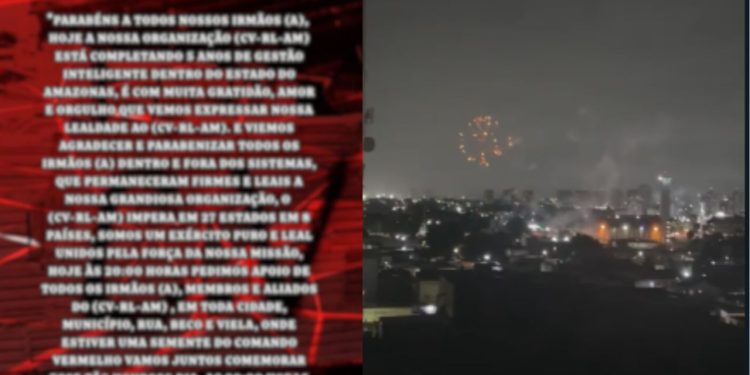 CV faz queima de fogos em zonas de Manaus para celebrar 5 anos de posse; VÍDEOS