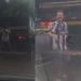 Vídeo mostra 'bebum' feliz da vida pegando carona pendurado na traseira de carreta na Compensa