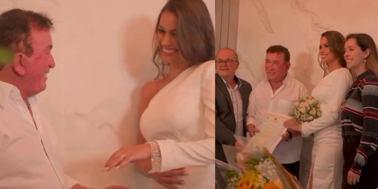 Vídeo: Amado Batista e Miss 51 anos mais jovem se casam: ‘finalmente, chegou o dia’