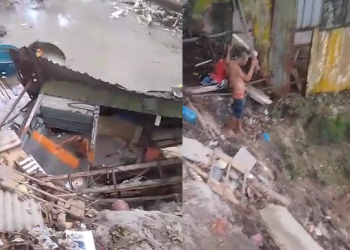 Vídeo: Casal fica f3r1d0 com desabamento de casa após f0rte chuva em Manaus