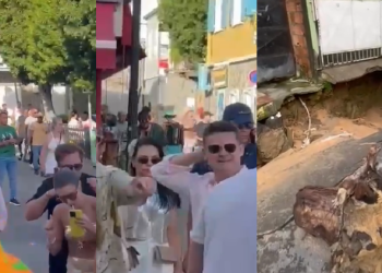 Vídeos: David Almeida curte Caribe enquanto Manaus sofre com crateras abrindo após forte chuva
