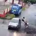 Vídeo: carro e moto disputam preferência no cruzamento e o pior acontece em Manaus