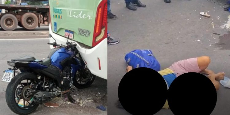 Vídeo urgente: motouber bate em ônibus parado e passageira m0rre em Manaus