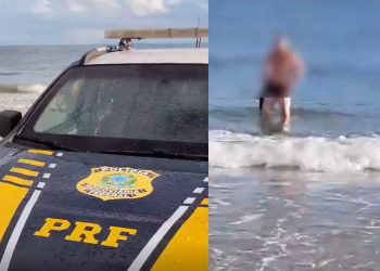 Vídeo: homem fica duas horas nadando no mar para fugir da polícia