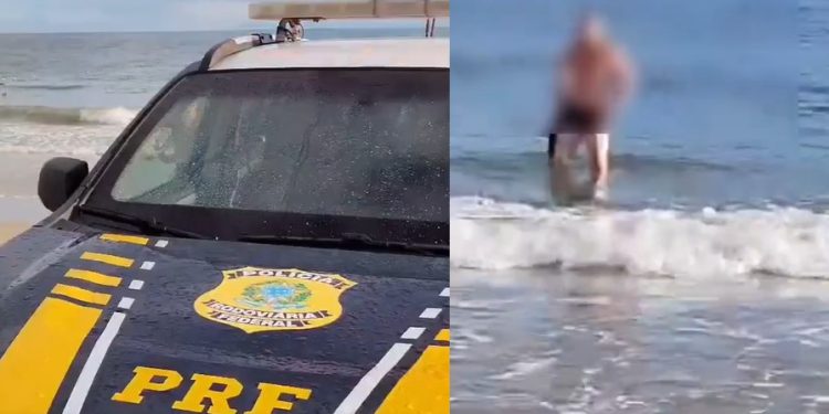 Vídeo: homem fica duas horas nadando no mar para fugir da polícia