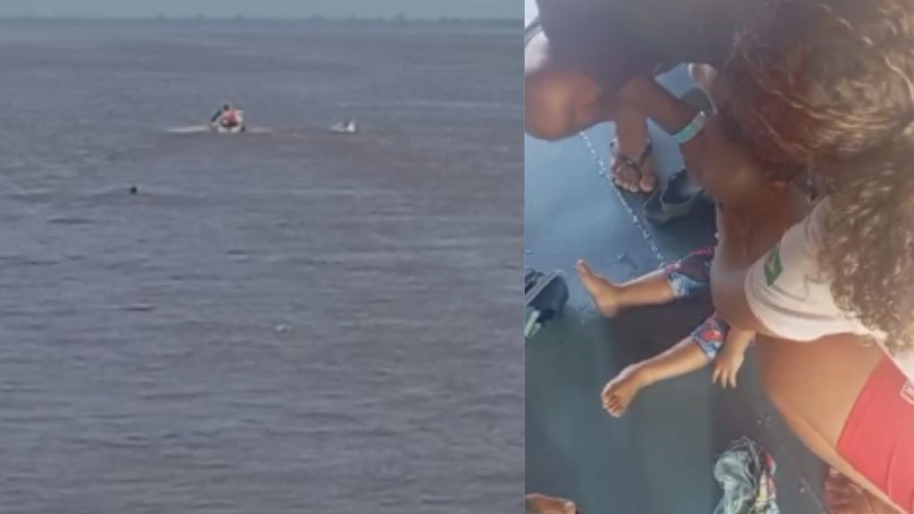 Vídeo forte: Bebezinho quase m0rr3 af0gad0 após cair de embarcação no Amazonas