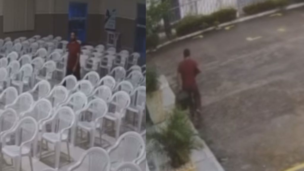 Homem é flagrado furt4ndo equipamentos de igreja antes do culto começar em Manaus