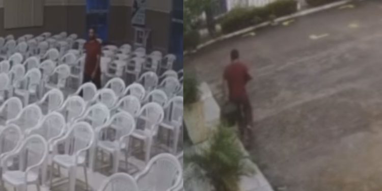 Homem é flagrado furt4ndo equipamentos de igreja antes do culto começar em Manaus