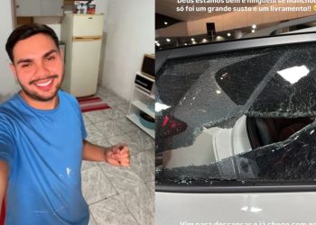 Criminosos quebram vidro de carro de influenciador em Manaus durante ass4lt0