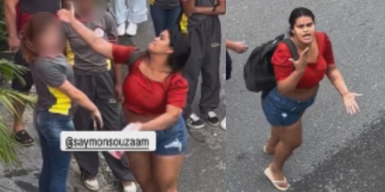 Vídeo mostra mulher batendo em estudante menor de idade que ameaçou sua filha em Manaus
