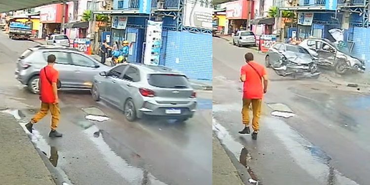 Vídeo urgente: tir0teio, acidente e bandid0 morto durante perseguição em Manaus