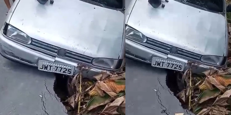Vídeo: Prefeito diz que rua de Manaus está 98% asfaltada e morador mostra buracão ‘camuflado’