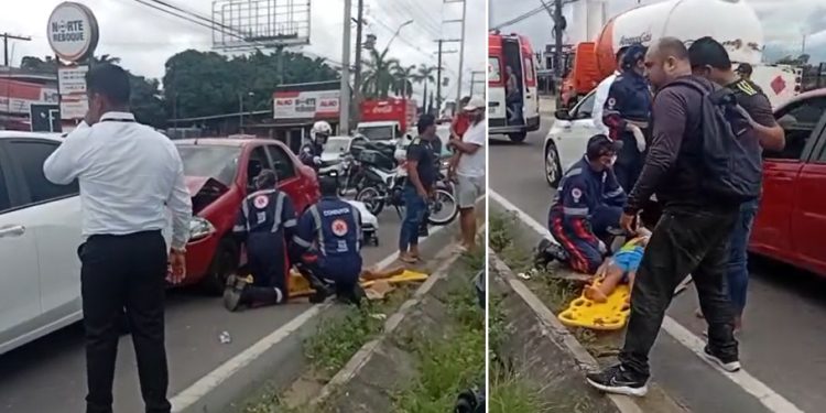 Vídeo: grávida e o filho dela de 5 anos sofrem feriment0s em acidente na Torquato Tapajós