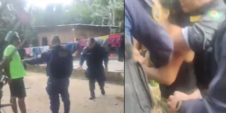 Vídeo: mulher enfrenta a polícia para que o marido não seja pres0 no Amazonas
