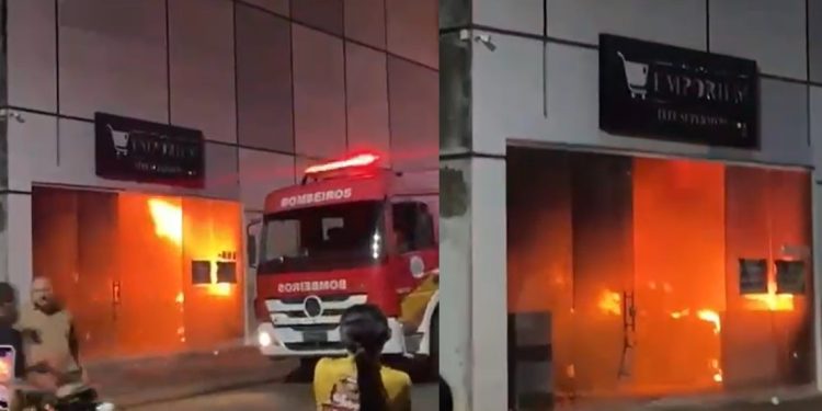 Vídeo: madrugada de incêndio acaba com supermercado no interior do Amazonas 
