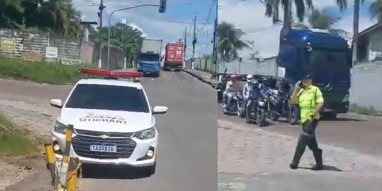 Agente do IMMU é flagrado com carro estacionado em local proibido em Manaus: ‘vem atrapalhar o trânsito’