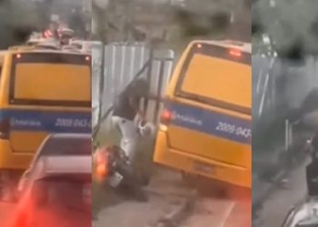 Vídeo: motoqueiro dá de capacete no motorista do “Amarelinho” em Manaus