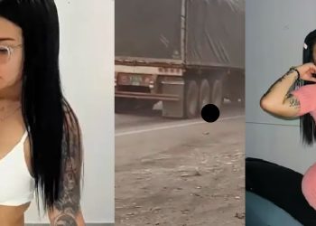 Vídeo forte: linda motoqueira cai embaixo de carreta e m0rre com o corpo moído pelas rodas  