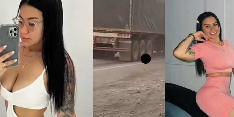 Vídeo forte: linda motoqueira cai embaixo de carreta e m0rre com o corpo moído pelas rodas  