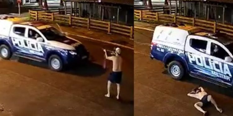 Vídeo: surtad0 ameaça dar tir0 na PM e acaba levando balaç0 no braç0