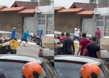 Vídeo mostra homem tentando m@tar idoso com enxada em Manaus; veja