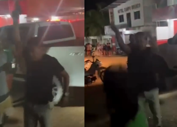 Vídeo: Tenente da PM dá empurrã0 v1olento em mulher e d1spara t1r0s em Novo Aripuanã